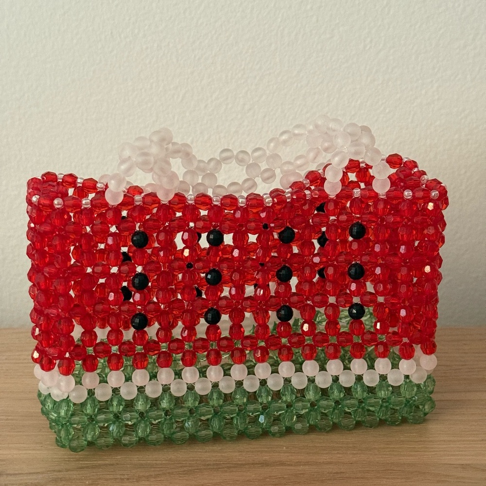 Beaded watermelon purse bag